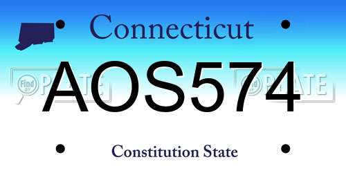 AOS574 Connecticut License Plate