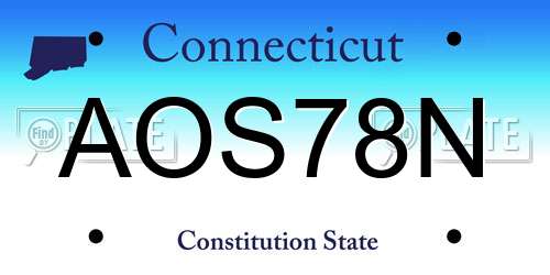 AOS78N Connecticut License Plate