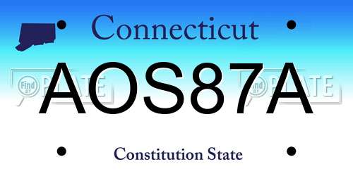 AOS87A Connecticut License Plate