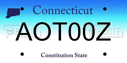 AOT00Z Connecticut License Plate