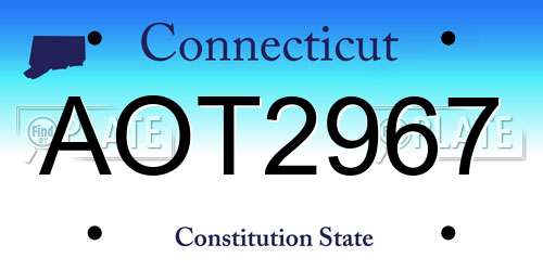AOT2967 Connecticut License Plate