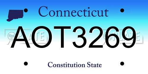 AOT3269 Connecticut License Plate