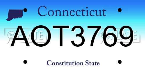 AOT3769 Connecticut License Plate