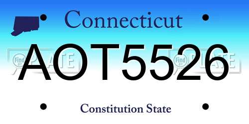 AOT5526 Connecticut License Plate
