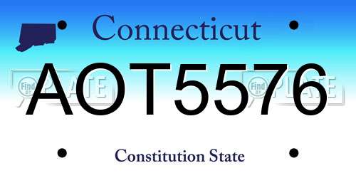 AOT5576 Connecticut License Plate