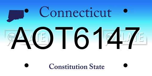 AOT6147 Connecticut License Plate