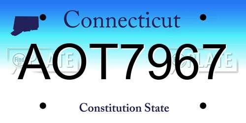 AOT7967 Connecticut License Plate