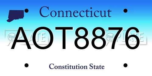 AOT8876 Connecticut License Plate