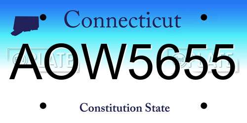 AOW5655 Connecticut License Plate