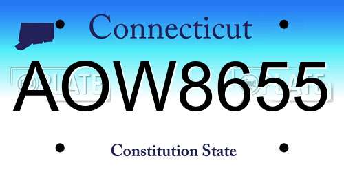 AOW8655 Connecticut License Plate