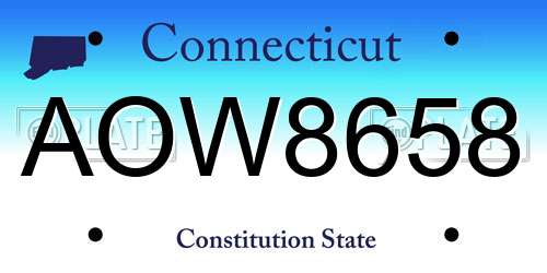 AOW8658 Connecticut License Plate