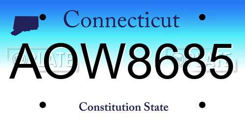 AOW8685 Connecticut License Plate