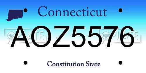 AOZ5576 Connecticut License Plate