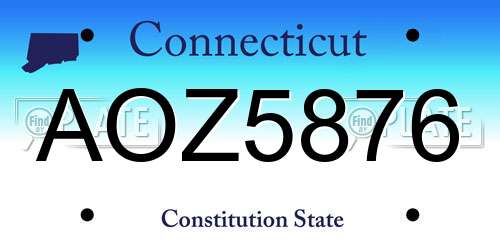 AOZ5876 Connecticut License Plate