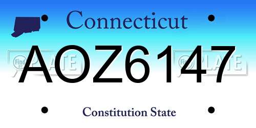 AOZ6147 Connecticut License Plate