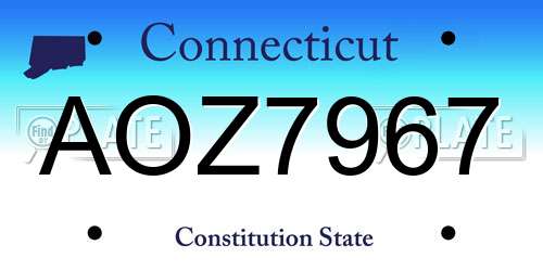 AOZ7967 Connecticut License Plate