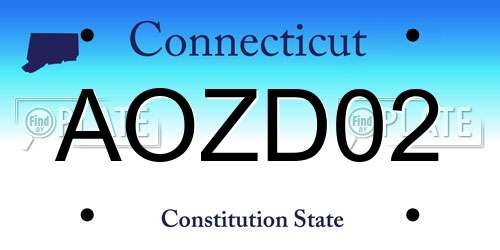 AOZD02 Connecticut License Plate