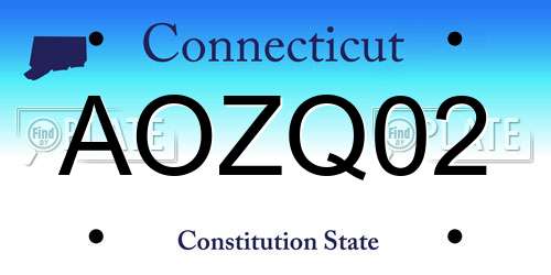 AOZQ02 Connecticut License Plate