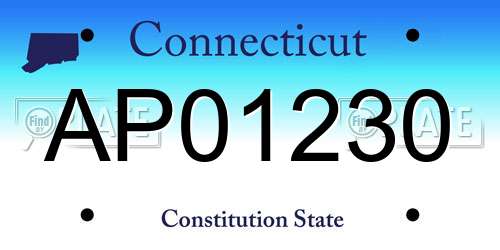 AP01230 Connecticut License Plate