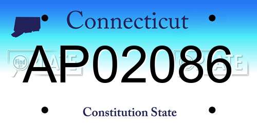 AP02086 Connecticut License Plate
