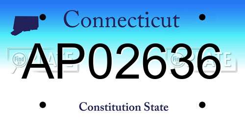 AP02636 Connecticut License Plate