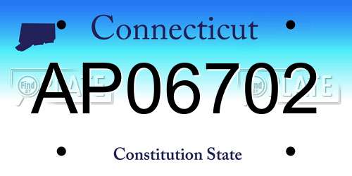 AP06702 Connecticut License Plate