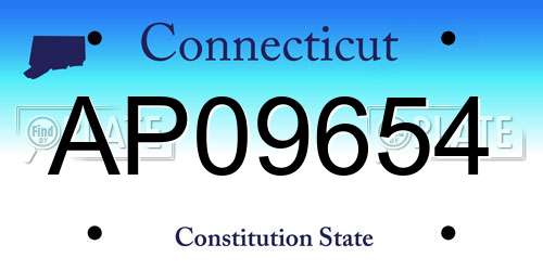 AP09654 Connecticut License Plate