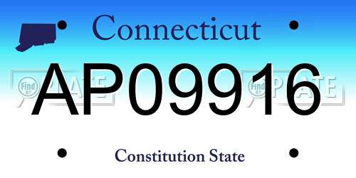 AP09916 Connecticut License Plate