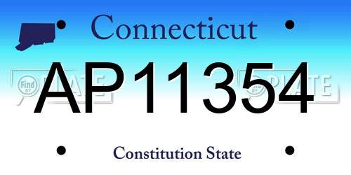 AP11354 Connecticut License Plate
