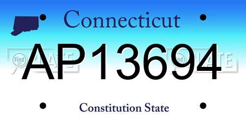 AP13694 Connecticut License Plate