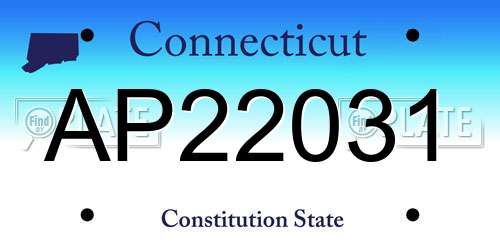 AP22031 Connecticut License Plate