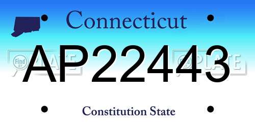 AP22443 Connecticut License Plate