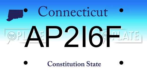 AP2I6F Connecticut License Plate