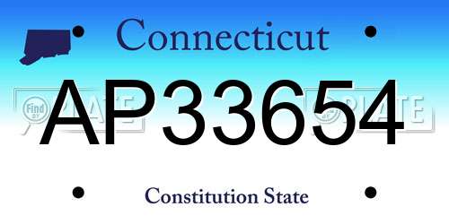 AP33654 Connecticut License Plate
