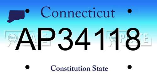 AP34118 Connecticut License Plate