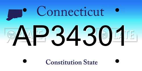 AP34301 Connecticut License Plate