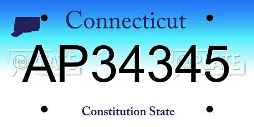 AP34345 Connecticut License Plate