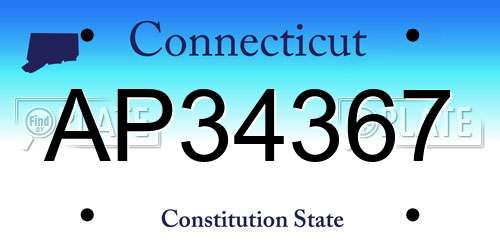 AP34367 Connecticut License Plate