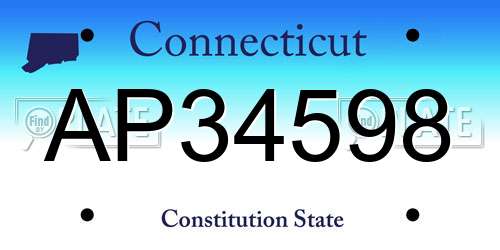 AP34598 Connecticut License Plate