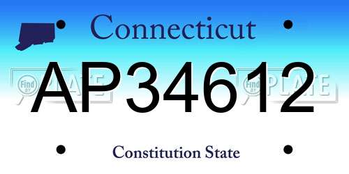 AP34612 Connecticut License Plate