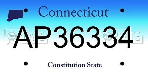 AP36334 Connecticut License Plate