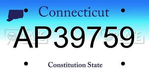 AP39759 Connecticut License Plate