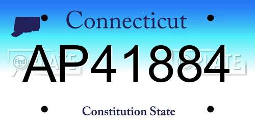 AP41884 Connecticut License Plate