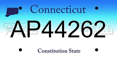 AP44262 Connecticut License Plate