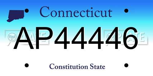 AP44446 Connecticut License Plate