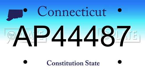 AP44487 Connecticut License Plate