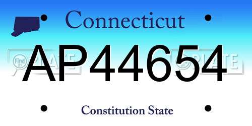 AP44654 Connecticut License Plate