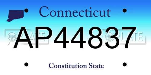 AP44837 Connecticut License Plate