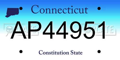 AP44951 Connecticut License Plate