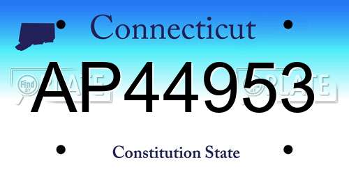 AP44953 Connecticut License Plate